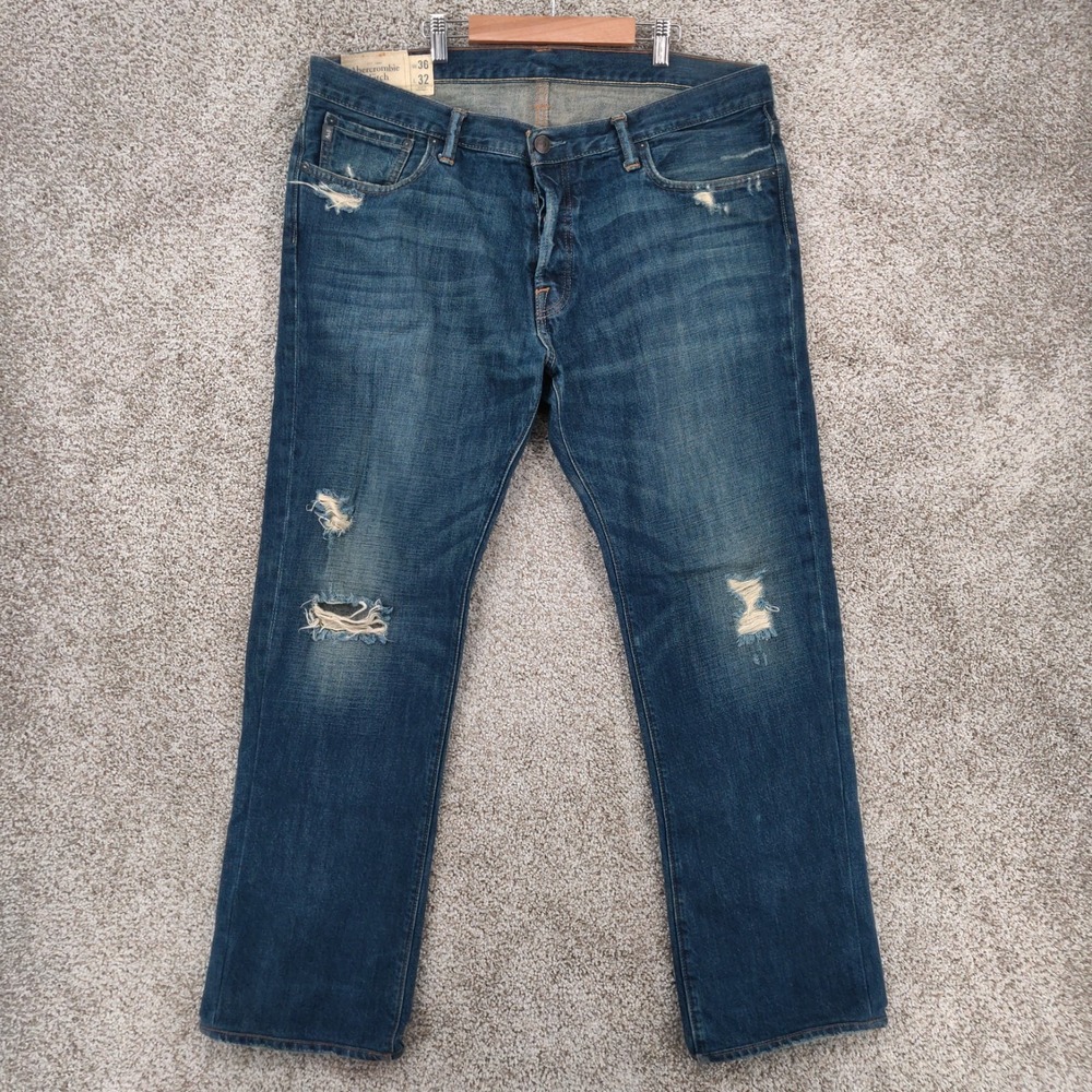 Abercrombie & Fitch Jeans Mens 38x30 Baxter Low Rise Slim Boot Distressed Denim
